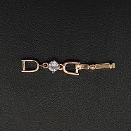 Brass with Cubic Zirconia Fold Over Clasps, Rose Gold, 35x6mm(ZIRC-WH0002-07B)