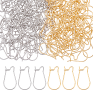 200Pcs 2 Style 316 Surgical Stainless Steel Hoop Earrings Findings Kidney Ear Wires, Golden & Stainless Steel Color, 21~22 Gauge, 20x11~12mm, Pin: 0.7~0.6mm, 100pcs/style(STAS-DC0004-84)