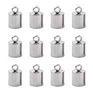 Smooth Surface 201 Stainless Steel Cord Ends, End Caps, Stainless Steel Color, 15x10mm, Hole: 3mm, 9mm Inner Diameter(STAS-R063-96)