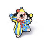 Black Alloy Brooches,  Enamel Pins, Joker with Animal, Dog, 30x23x1.5mm(JEWB-E036-06EB-03)