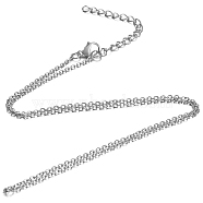 304 Stainless Steel Cable Chain Necklace, with Lobster Claw Clasps, Stainless Steel Color, 17.9 inch(45.5cm), 1.6mm(STAS-T040-PJ204-45)
