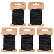 Fluffy Cord, Chenille Polyester Yarn, for DIY Costume Bag Hat, Black, 3~4.5mm, about 10.94 Yards(10m)/Card(OCOR-WH0077-70A)