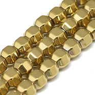 Electroplate Non-magnetic Synthetic Hematite Beads Strands, Lantern, Light Gold Plated, 5x6x5mm, Hole: 2mm, about 81pcs/strand, 15.7 inch(G-T061-50B)