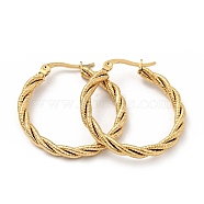 303 Stainless Steel Twist Rope Hoop Earrings with 316 Stainless Steel Pins for Women, Golden, 30x3mm, Pin: 0.7mm(EJEW-F285-38G)