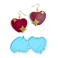 DIY Pendant Silicone Molds, for Earring Makings, Resin Casting Molds, For UV Resin, Epoxy Resin Jewelry Making, Heart with Star, Deep Sky Blue, 84x42x4mm, Hole: 2mm(DIY-C009-01C)
