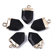 Natural White Jade Pointed Pendants, with Light Gold Plated Top and Brass Loop, Dyed & Heated, Arrow, Faceted, 19x10.5x4.5mm, Hole: 1.8mm(G-N326-34A)