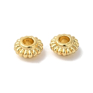 Rack Plating Brass Beads, Cadmium Free & Lead Free, Flat Round, Real 18K Gold Plated, 6.1x3.2mm, Hole: 2mm(KK-S375-13G)