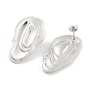 Non-Tarnish 304 Stainless Steel Stud Earrings for Women, Oyster, Stainless Steel Color, 35x18mm(EJEW-K283-07P)