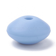 Food Grade Eco-Friendly Silicone Beads, Chewing Beads For Teethers, DIY Nursing Necklaces Making, Rondelle, Cornflower Blue, 12x6~7mm, Hole: 2mm(X-SIL-R009-52)