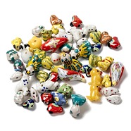 Mixed Animal Handmade Porcelain Beads, Mixed Color, 10~33x8~20x7mm, Hole: 2mm(PORC-L027-03)