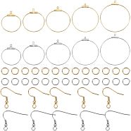 DIY Wire Wrap Ring Dangle Earring Making Kit, Including 304 Stainless Steel Hoop Earring Pendants & Earring Hooks, Golden & Stainless Steel Color, 120Pcs/box(DIY-UN0003-65)