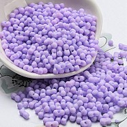 Macaron Color Opaque Frosted Glass Seed Beads, Peanut, Lilac, 6x3x3mm, Hole: 1.2mm, about 4000pcs/pound(SEED-K009-12B-14)
