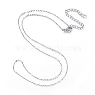 304 Stainless Steel Necklaces, Cable Chain Necklaces, Stainless Steel Color, 17.32 inch(44cm)(X-NJEW-E080-10P)