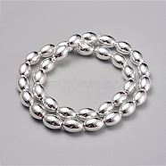 Electroplate Non-magnetic Synthetic Hematite Beads Strands, Oval, Silver Plated, 12x8~8.5mm, Hole: 1.2mm, about 34pcs/strand, 16.1 inch(41cm)(G-I260-02C)