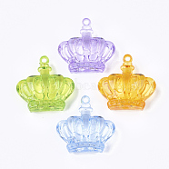 Transparent Acrylic Pendants, Crown, Mixed Color, 43x43x17mm, Hole: 3mm, about 43pcs/500g(TACR-S133-063)