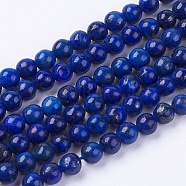 Dyed Natural Lapis Lazuli Bead Strands, Round, 6mm, Hole: 1mm, about 65pcs/strand, 15.7 inch(X-G-R173-6mm-01)