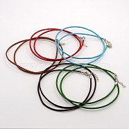 Leather Cord Necklace Making, with Brass Lobster Claw Clasps and Brass Tail Chains, Mixed Color, 18~18.5 inch(MAK-F002-M)