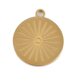 Ion Plating(IP) 304 Stainless Steel Pendants, Flat Round Charm, Real 18K Gold Plated, 17.5x15x1mm, Hole: 1.8mm(STAS-U019-32G)