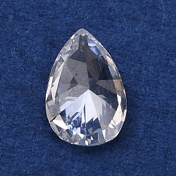 Teardrop-Shaped Cubic Zirconia Cabochons, Faceted & Point Back, Clear, 6x4x2mm(X1-ZIRC-TAC0004-02G)