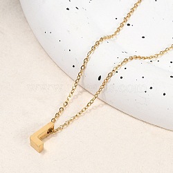 Ion Plating(IP) 304 Stainless Steel Pendant Necklaces, Real 18K Gold Plated, Letter, Letter L, 15.94 inch(40.5cm)~16.14 inch(41cm)+54mm extender, Letters: 10x5x4mm.(NJEW-R050-01G-12)