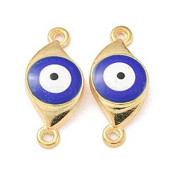 Alloy Enamel Links Connector Charms, Golden, Blue, Evil Eye, 22x10x3mm, Hole: 1.4mm(ENAM-S003-01D)