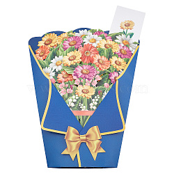 3D Flower Pop Up Paper Greeting Card, with Envelope, Valentine's Day Wedding Birthday Invitation Card, Sunflower Pattern, 323x255x8.5mm, 3pcs/set(AJEW-WH0248-36A)