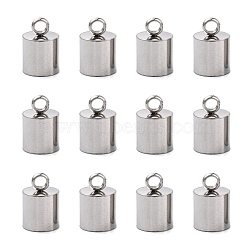 Tarnish Resistant Smooth Surface 201 Stainless Steel Cord Ends, End Caps, Stainless Steel Color, 15x10mm, Hole: 3mm, 9mm Inner Diameter(STAS-R063-96)