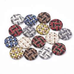 Cloth Fabric Covered Cabochons, with Aluminum Bottom, Half Round/Dome, Platinum, Mixed Color, 25.5x5~6mm(X-WOVE-N006-03I)