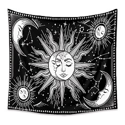 Polyester Bohemian Mmon Sun Wall Hanging Tapestry, for Bedroom Living Room Decoration, Rectangle, Black, 1300x1500mm(PW23040481282)