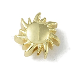 Rack Plating Brass Beads, Long-Lasting Plated, Lead Free & Cadmium Free, Sun, Real 18K Gold Plated, 9.5x9.5x6mm, Hole: 1.6mm(KK-A220-14G)