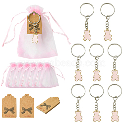 DIY Keychain Making Kits, including  Alloy Enamel Pendants, Iron Split Key Rings, Paper Gift Tags, Bear, 20.5x13x1mm, Hole: 1.7mm(DIY-FS0006-36B)