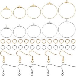 DIY Wire Wrap Ring Dangle Earring Making Kit, Including 304 Stainless Steel Hoop Earring Pendants & Earring Hooks, Golden & Stainless Steel Color, 120Pcs/box(DIY-UN0003-65)