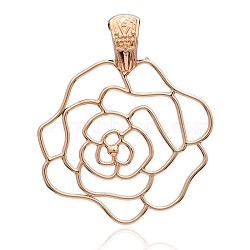 Filigree Rose Flower Alloy Big Pendants, Long-Lasting Plated, Rose Gold, 65x55x2mm, Hole: 6x11mm(PALLOY-J082-07RG-3A)