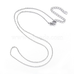 304 Stainless Steel Necklaces, Cable Chain Necklaces, Stainless Steel Color, 17.32 inch(44cm)(X-NJEW-E080-10P)
