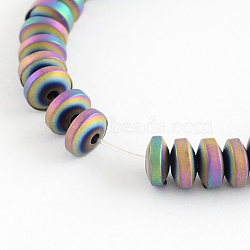 Electroplate Non-magnetic Synthetic Hematite Beads Strands, Heishi Beads, Flat Round/Disc, Multi-color Plated, 4x2mm, Hole: 1mm, about 198pcs/strand, 15.7 inch(G-R210-07)