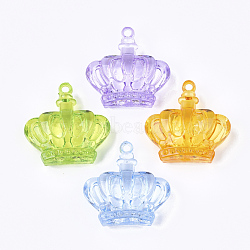 Transparent Acrylic Pendants, Crown, Mixed Color, 43x43x17mm, Hole: 3mm, about 43pcs/500g(TACR-S133-063)