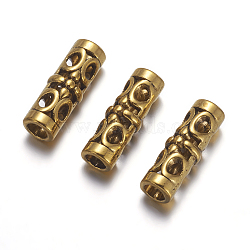 Tibetan Style Tube Beads, Lead Free & Cadmium Free, Antique Golden Color, Size: about 6.5mm wide, 19.5mm long, hole: 3mm(X-GA902)