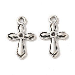 Alloy Pendants, Cross, Antique Silver, Lead Free and Cadmium Free, 19.5x12x2mm, Hole: 1.5mm(EA9082Y)