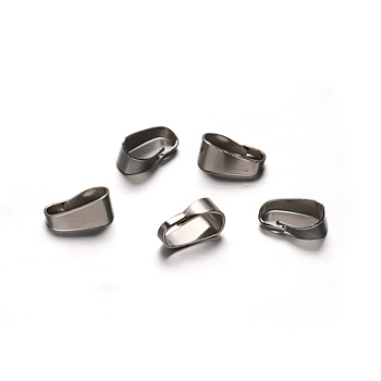 Tarnish Resistant 201 Stainless Steel Snap on Bails, Stainless Steel Color, 7x3.5x3.5mm, Inner Diameter: 6x3mm