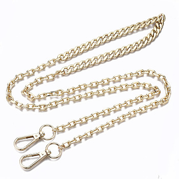 Bag Chains Straps, Iron Curb Link Chains and Cable Link Chains, with Alloy Swivel Clasps, for Bag Replacement Accessories, Light Gold, 108x1cm