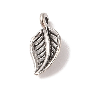 Tibetan Style Alloy Charms, Cadmium Free & Lead Free, Leaf, Antique Silver, 14.5x7.5x3.5mm, Hole: 1.5mm