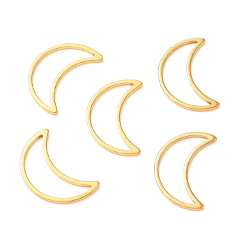 201 Stainless Steel Linking Rings, Moon, Golden, 15.5x10x1mm