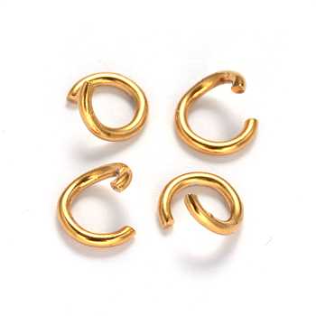 Ion Plating(IP) 304 Stainless Steel Saw Cut Open Jump Rings, Round, Golden, 21 Gauge, 4x0.7mm