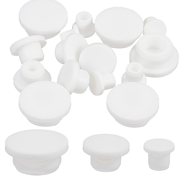 18Pcs 3 Styles Silicone Hole Plug Waterproof Plug, Snap in Hole Plugs, for Furniture Fencing, White, 15.5~31.5x9~13.7mm, 6pcs/style
