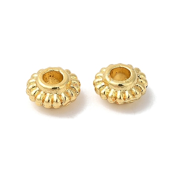 Rack Plating Brass Beads, Cadmium Free & Lead Free, Flat Round, Real 18K Gold Plated, 6.1x3.2mm, Hole: 2mm