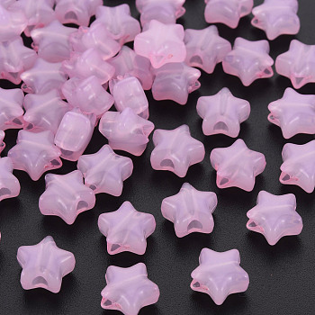 Imitation Jelly Acrylic Beads, Star, Pearl Pink, 9x9.5x5.5mm, Hole: 2.5mm, about 2050pcs/500g