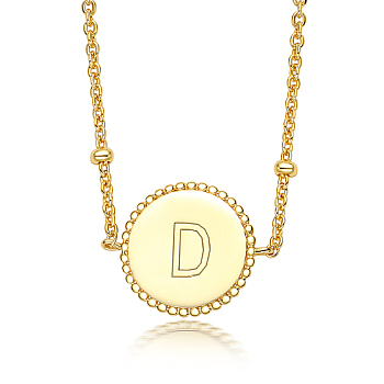 Golden Stainless Steel Pendant Necklaces, Initial Letter, Letter D, 15.75 inch(40cm)