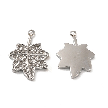 304 Stainless Steel Pendant Rhinestone Settings, Maple Leaf, Stainless Steel Color, Fit For 1mm Rhinestone, 18.5x14x2mm, Hole: 1.5mm