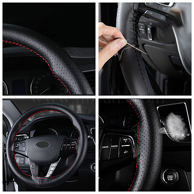SUPERFINDINGS Genuine Leather Steering Wheel Cover(AJEW-FH0001-95)-5