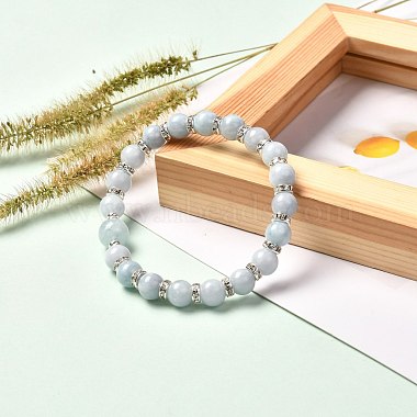 Natural Aquamarine Beads Stretch Bracelet Set for Men Women Girl Gift(BJEW-JB06709)-7